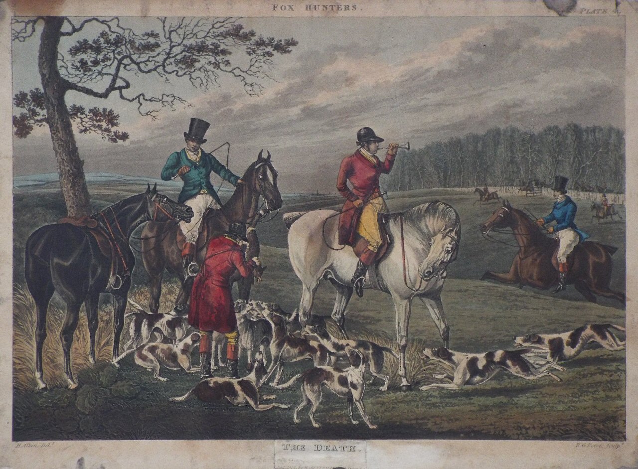 Aquatint - Fox Hunters. Plate 4. The Death. - Reeve